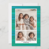 3 Fotocollage - Blauw Groen Waterverf Kerst Feestdagenkaart (Voorkant)