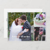 3 Fotocollage bruiloft Dank u Briefkaart (Voorkant / Achterkant)