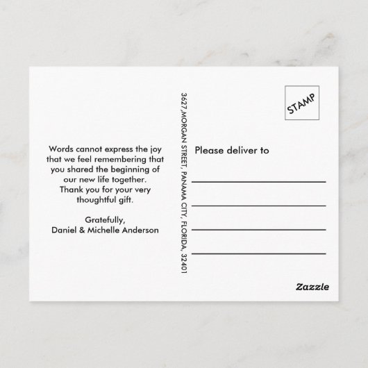 3 Fotocollage bruiloft Dank u Briefkaart (Achterkant)