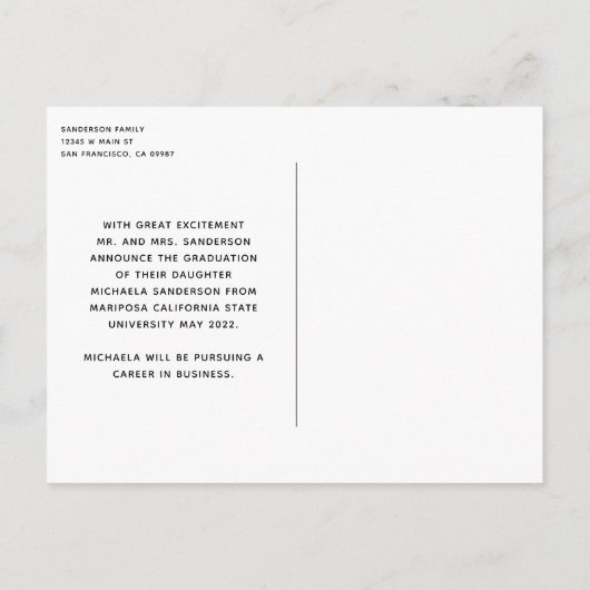 3 Fotocollage Eenvoudig Afstuderen Aankondigingskaart (Achterkant)