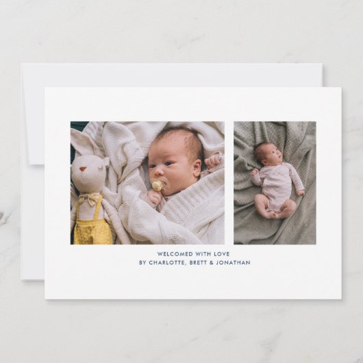 3 Fotocollage Geboorte Stats Moderne Geboorte Aankondiging (Achterkant)