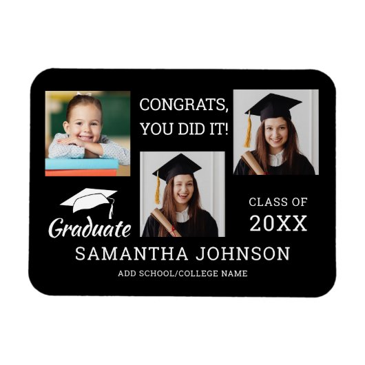 3 Fotocollage Gefeliciteerd Afstudeerder 2025 Zwar Magneet (Horizontaal)