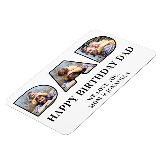 3 Fotocollage Gelukkige Verjaardag Pap Foto Knipse Magneet (Linkerzijde)