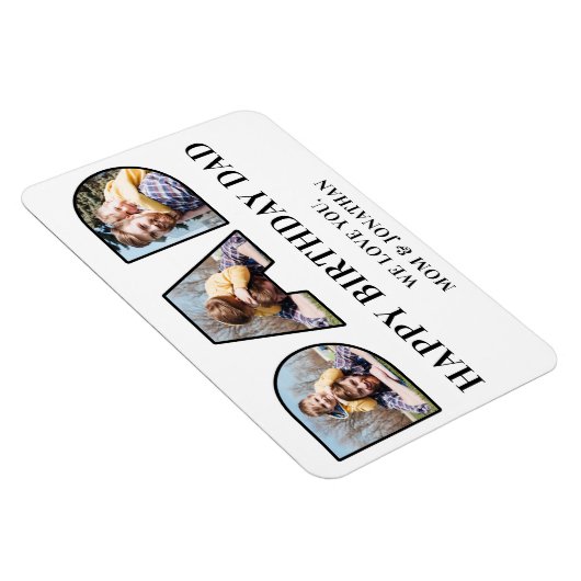 3 Fotocollage Gelukkige Verjaardag Pap Foto Knipse Magneet (Rechterzijde)