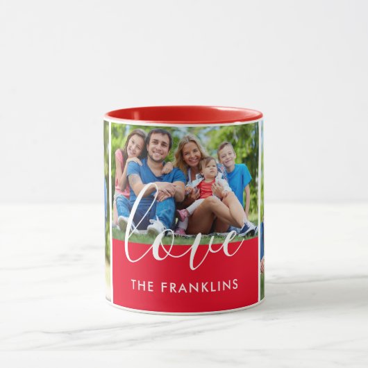 3 Fotocollage gepersonaliseerde familienaam Mok (Midden)