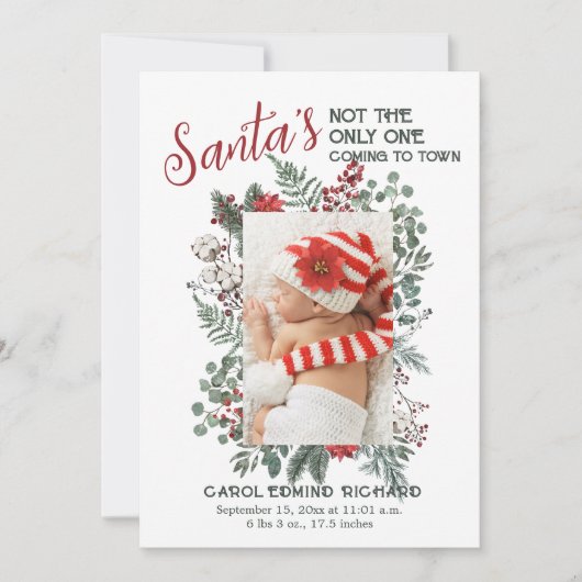 3 Fotocollage Kerst Baby Geboorte Aankondiging (Voorkant)