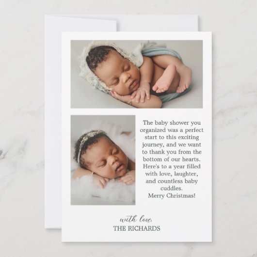 3 Fotocollage Kerst Baby Geboorte Aankondiging (Achterkant)