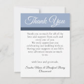 3 Fotocollage marinevlek Dusty Blue Flower Wedding Bedankkaart (Achterkant)