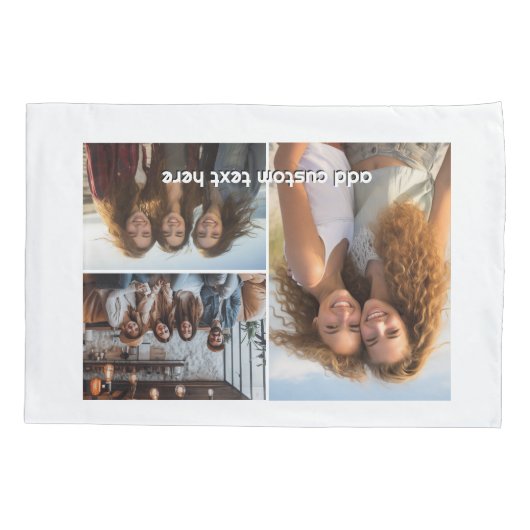 3 Fotocollage met 1 tekstregel Kussensloop (Achterkant)