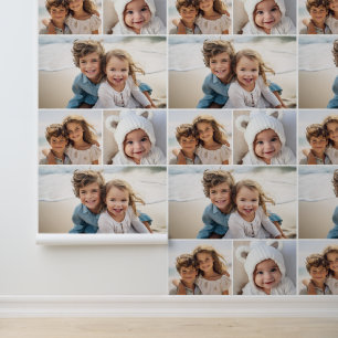 3 Fotocollage met achtergrond in wit Behang