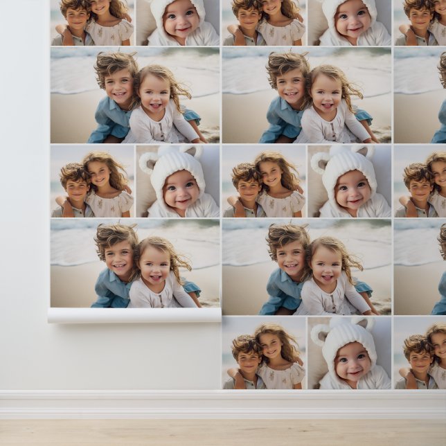 3 Fotocollage met achtergrond in wit Behang (Applicatie)