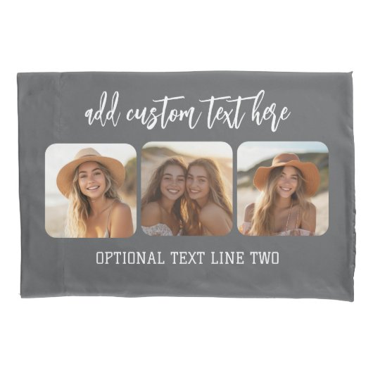3 Fotocollage met trendy bounce script - grijs Kussensloop (Voorkant)
