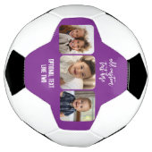 3 Fotocollage met trendy bounce script - paarse Voetbal (Gedraaid)