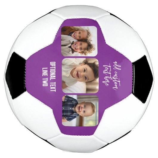 3 Fotocollage met trendy bounce script - paarse Voetbal (Gedraaid)