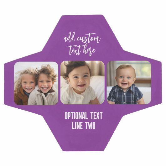 3 Fotocollage met trendy bounce script - paarse Voetbal (Enkel)