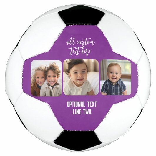 3 Fotocollage met trendy bounce script - paarse Voetbal (Voorkant)