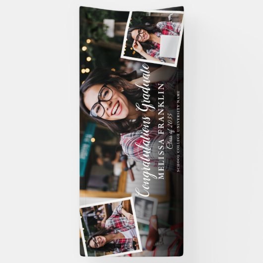 3 Fotocollage Modern Graduation Party Spandoek (Verticaal)