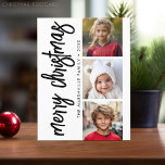 3 Fotocollage - Modern Merry Christmas Briefkaart<br><div class="desc">Gebruik drie afbeeldingen en maak een unieke en trendy Merry kerstgroet met een zwart-wit thema. Als u om het even wat rond moet bewegen,  klik op de aanpassingsknoop om veranderingen aan te brengen.</div>