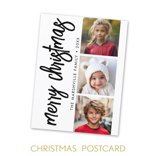 3 Fotocollage - Modern Merry Christmas Briefkaart