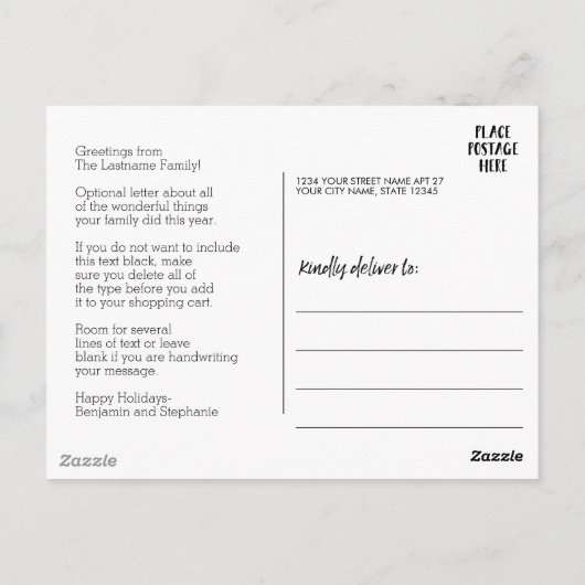 3 Fotocollage - Modern Merry Christmas Briefkaart (Achterkant)