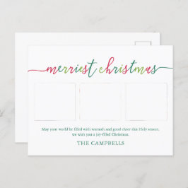 3 Fotocollage Modern Script "Merriest Christmas Feestdagenkaart