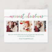 3 Fotocollage Modern Script "Merriest Christmas Feestdagenkaart (Voorkant)