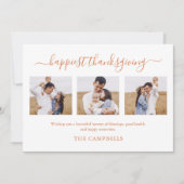 3 Fotocollage Modern Script Thanksgiving Feestdagenkaart (Voorkant)