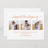 3 Fotocollage Modern Script Thanksgiving Feestdagenkaart (Voorkant / Achterkant)