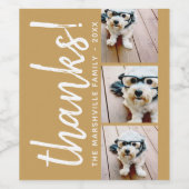 3 Fotocollage - Modern Thank You with Name gold Wijn Etiket (Enkel label)