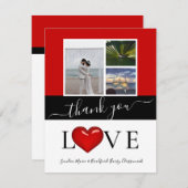 3 Fotocollage modern zwart rood Bedankkaart (Voorkant / Achterkant)