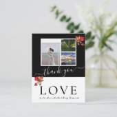 3 Fotocollage modern zwart wit herfstbladeren Bedankkaart (Staand voorkant)