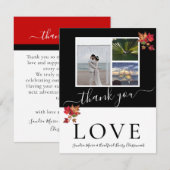 3 Fotocollage modern zwart wit herfstbladeren Bedankkaart (Voorkant / Achterkant)