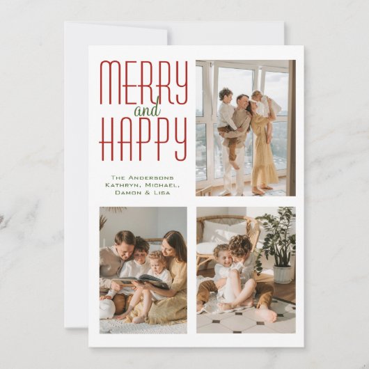 3 Fotocollage Moderne minimalistische kerst Feestdagenkaart (Voorkant)
