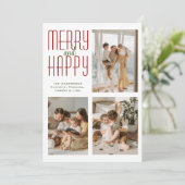 3 Fotocollage Moderne minimalistische kerst Feestdagenkaart (Staand voorkant)