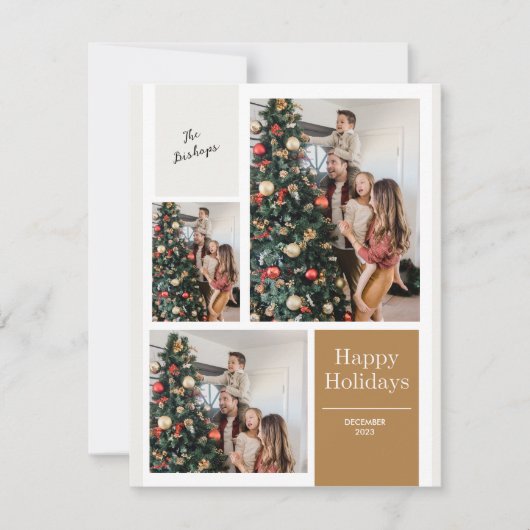 3 Fotocollage Moderne Vrolijke Kerstgroet Feestdagenkaart (Voorkant)