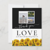 3 Fotocollage  moderne zwart-wit zonnebloem Bedankkaart (Voorkant)