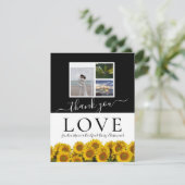 3 Fotocollage  moderne zwart-wit zonnebloem Bedankkaart (Staand voorkant)