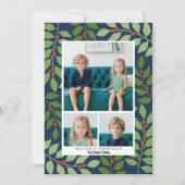 3 Fotocollage Navy Botanical Season's Groet Feestdagenkaart (Voorkant)