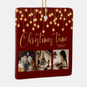 3 Fotocollage Rustic String Lights Keramisch Ornament (Rechts)