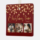 3 Fotocollage Rustic String Lights Keramisch Ornament (Links)