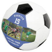 3 Fotocollage Speler Naam en Nummer Team Blauw Voetbal (Drie kwart)