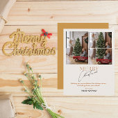 3 Fotocollage Vrolijke Kerstmis Script Groet Feestdagenkaart