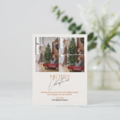 3 Fotocollage Vrolijke Kerstmis Script Groet Feestdagenkaart (Staand voorkant)