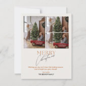 3 Fotocollage Vrolijke Kerstmis Script Groet Feestdagenkaart (Voorkant)