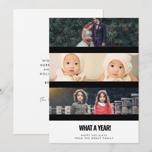 3 Fotocollage Wat een jaar! Familie Feestdagenkaart (Voorkant / Achterkant)