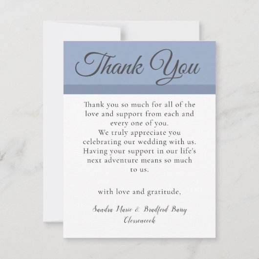 3 Fotocollage Zonnebloem Dusty Blue Wedding Bedankkaart (Achterkant)