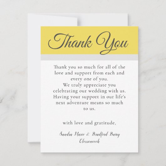 3 Fotocollage Zonnebloem Grijs Geel Bruiloft Bedankkaart (Achterkant)