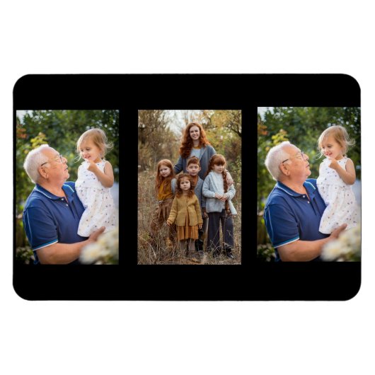 3 Fotofamilie Collage aangepast Magneet (Horizontaal)