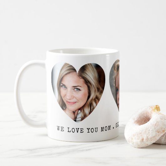 3 Fotoharten met persoonlijke boodschap Koffiemok (Met donut)