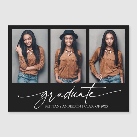 3 Fotokalligrafie Afstuderen Magnet Kaart (Voorkant)